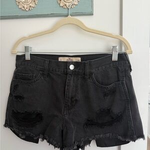 Hollister Black Distressed Jean Shorts
